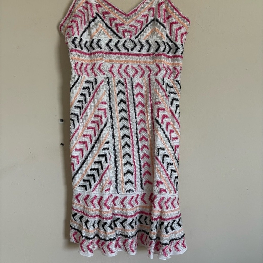 Parker Pink Silk Casey Beaded Zig Zag Chevron Mini Dress XS Anthropologie - Picture 13 of 15